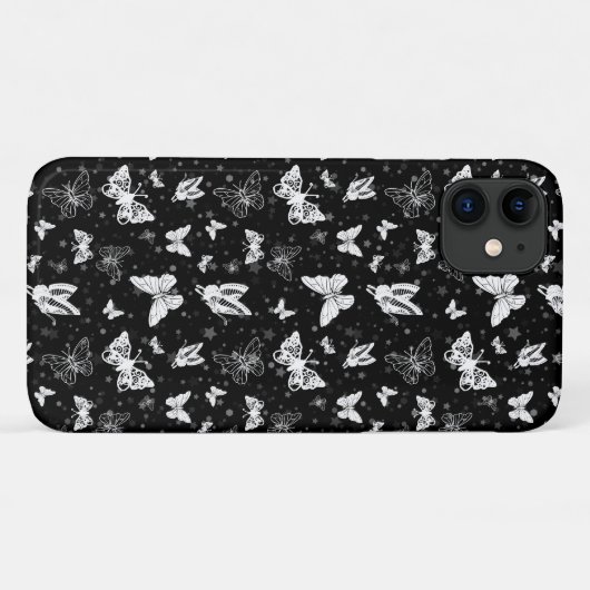 Zwart wit vlinder illustratie patroon ontwerp Case-Mate iPhone case (Achterkant (horizontaal))