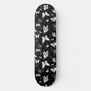 Zwart wit vlinder illustratie patroon ontwerp skateboard