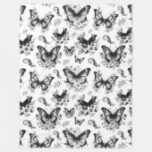 Zwart wit vlinder patroon fleece deken (Voorkant)