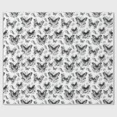 Zwart Wit Vlinder Patroon Gift Cadeaupapier (Vlak)