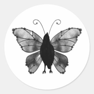 Zwart & Wit Vlinder Raven Ronde Sticker