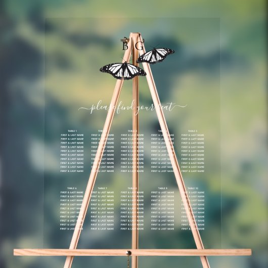 Zwart Wit Vlinder Trouwstoel Grafiek Acryl Bord (Neutraal)