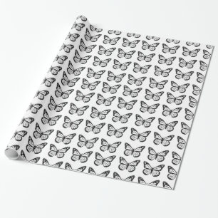 Zwart-wit vlinderpatroon cadeaupapier