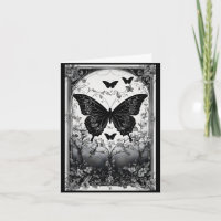 Zwart & Wit Vlinders Bloemen Gothic Moederdag