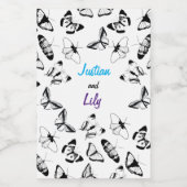 Zwart-wit Vlinders bruiloft Wijn Etiket (Enkel label)