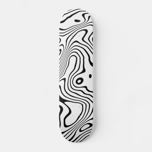 Zwart wit vloeibaar zwenken Abstract ontwerp Skateboard (Voorkant)