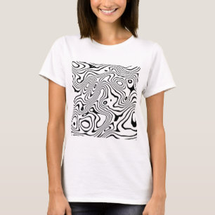 Zwart wit vloeibaar zwenken Abstract ontwerp T-shirt