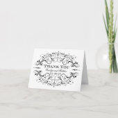  zwart-wit Vlourish Wedding Monogram Bedankkaart (Voorkant)