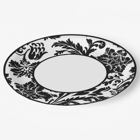 Zwart-wit, vochtig, formeel trouwpapier bord (Gekanteld)