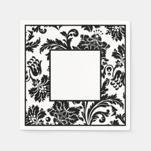 Zwart-wit, vochtig, formeel trouwpapier bord servet