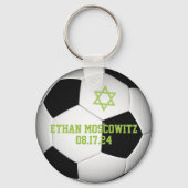 Zwart, wit Voetbal Bar Mitzvah Sleutelhanger (Achterkant)