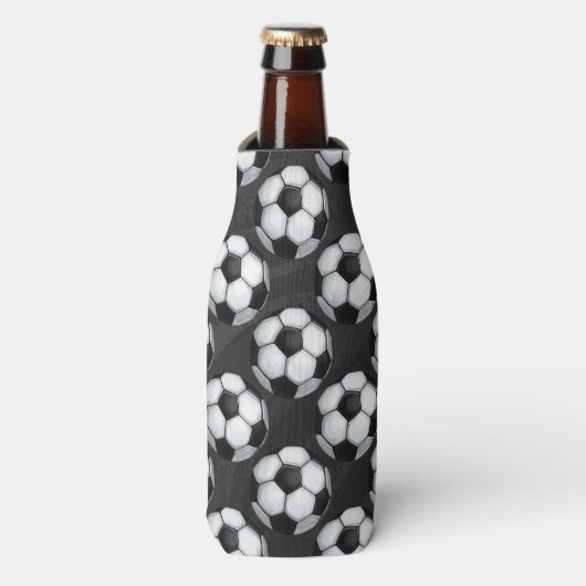 Zwart-wit Voetbal Flesjeskoeler (Fles Voorkant)