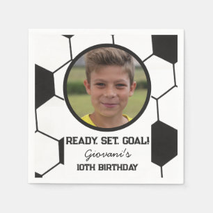 Zwart-wit voetbal geometrisch patroon servet