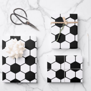Zwart-wit Voetbal Patroon Wrapping Paper
