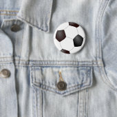 Zwart-wit voetbal ronde button 5,7 cm (In situ)