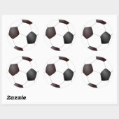 Zwart-wit voetbal ronde sticker (Vel)