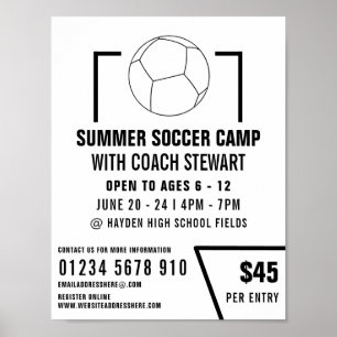 Zwart-wit Voetbal, Soccer Camp Adverteren Poster