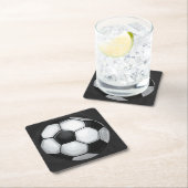 Zwart-wit Voetbal Vierkante Kartonnen Onderzetter (Insitu)
