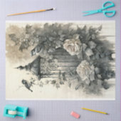 Zwart-wit Vogelkooi Tissuepapier (Craft)