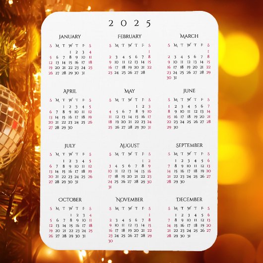 Zwart Wit Volledig Jaar 2025 Kalender Koelkast Keu Magneet