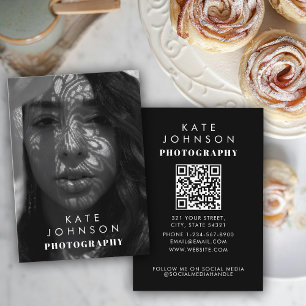 Zwart Wit Volledige Foto QR Code Social Media Visitekaartje