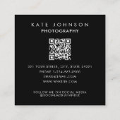 Zwart-wit Volledige Foto QR Code Sociale Media Vierkante Visitekaartje (Achterkant)
