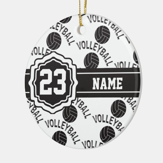 Zwart-wit volleybal keramisch ornament (Links)