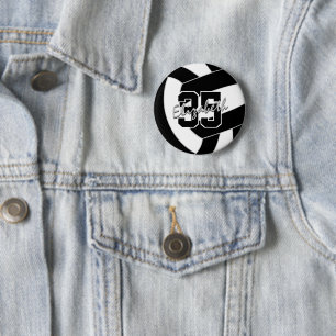 Zwart wit volleybal team kleuren ronde button 5,7 cm