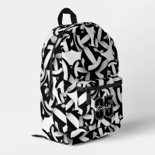 Zwart wit volleybal team kleuren w jersey nummer bedrukte rugzak