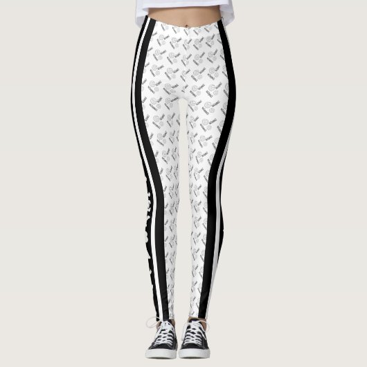 Zwart-wit volleybalpatroon leggings (Voorkant)