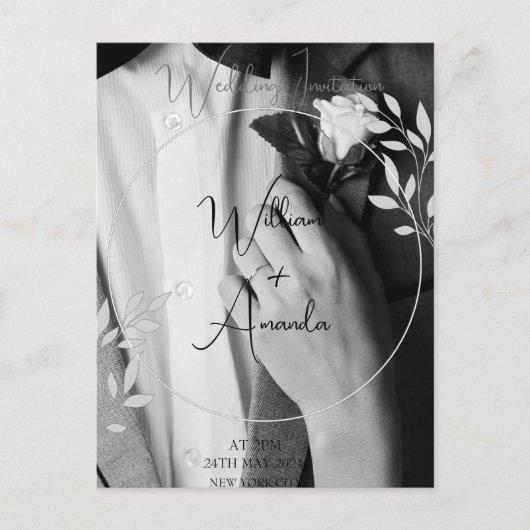 Zwart, Wit, Voor altijd Foto Uitnodigingskaart Uitnodiging Briefkaart (Voorkant)