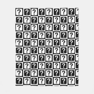 Zwart wit vraagteken raadsel blok monogram fleece deken