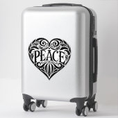 ZWART WIT VREDE HART STICKER (Koffer)