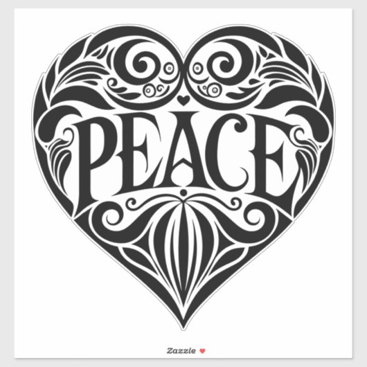 ZWART WIT VREDE HART STICKER (Vel)