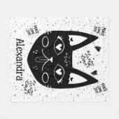 Zwart-wit vrede, liefde, vreugde aangepaste kat mo fleece deken (Voorkant (Horizontaal))