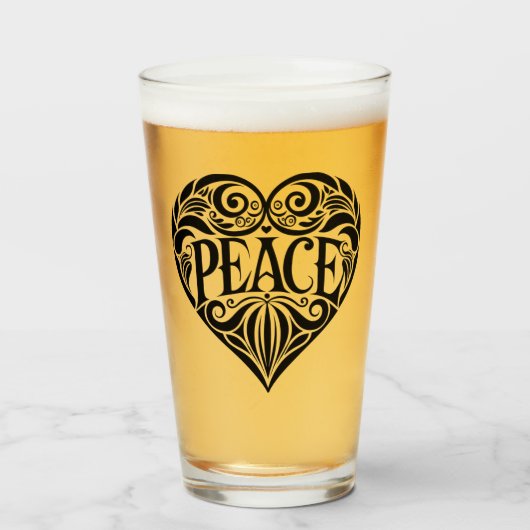 ZWART WIT VREDESHART GLAS (Voorkant gevuld)