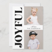 Zwart & Wit Vreugdevolle Moderne Kerstfoto Feestdagenkaart (Voorkant)