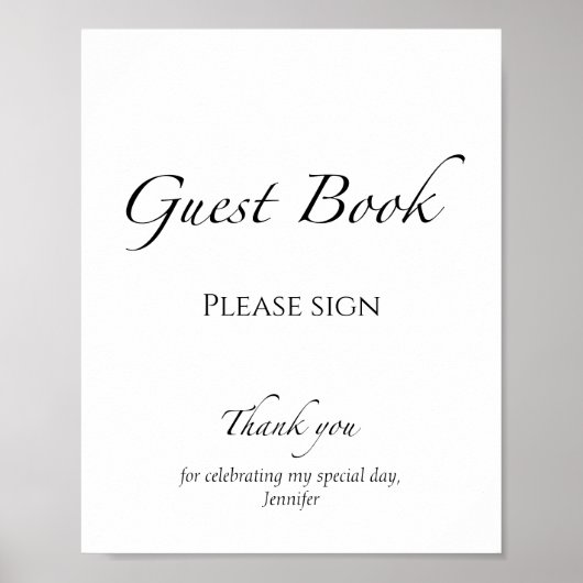 Zwart & Wit Vrijgezellenfeest Gastenboek teken Poster (Voorkant)