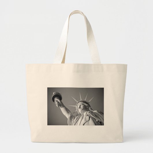 Zwart wit Vrijheidsbeeld Grote Tote Bag (Voorkant)
