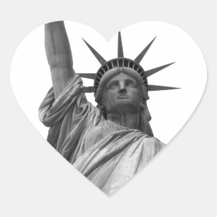 Zwart-wit Vrijheidsbeeld Hart Sticker