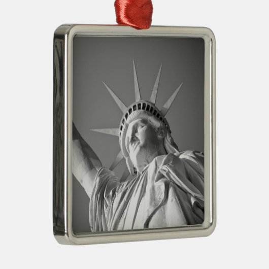 Zwart wit Vrijheidsbeeld Metalen Ornament (Rechts)