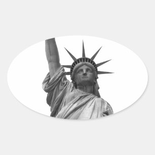 Zwart-wit Vrijheidsbeeld Ovale Sticker