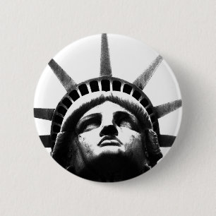 Zwart-wit Vrijheidsbeeld Ronde Button 5,7 Cm