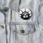 Zwart-wit Vrijheidsbeeld Ronde Button 5,7 Cm (In situ)