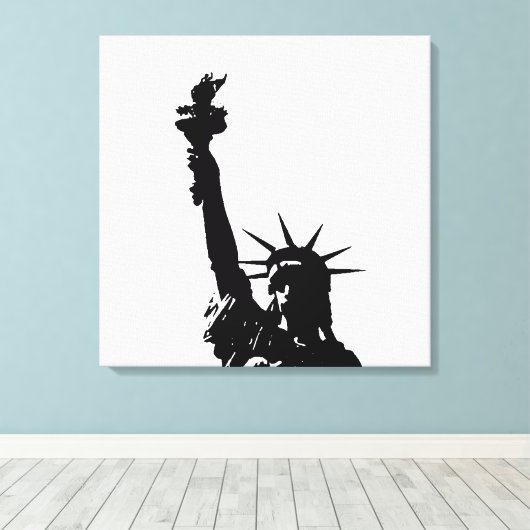Zwart & Wit Vrijheidsbeeld Verpakt Canvas (Insitu (Houten vloer))