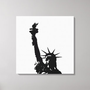 Zwart & Wit Vrijheidsbeeld Verpakt Canvas Afdruk