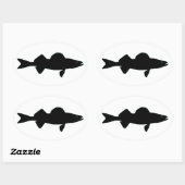 Zwart-wit Walleye Logo Ovale Sticker (Vel)