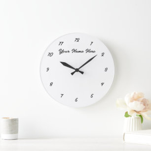 Zwart Wit Wandklok met Aangepaste Tekst en Kleuren Grote Klok