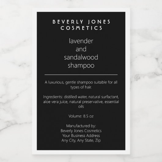 Zwart wit waterdichte cosmetica flesetiket voedselcontainer etiket (Enkel label)