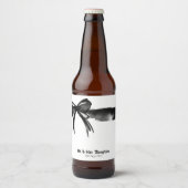 Zwart-wit Waterverf Bow Bruiloft Man Favor Bier Etiket (Voorkant)